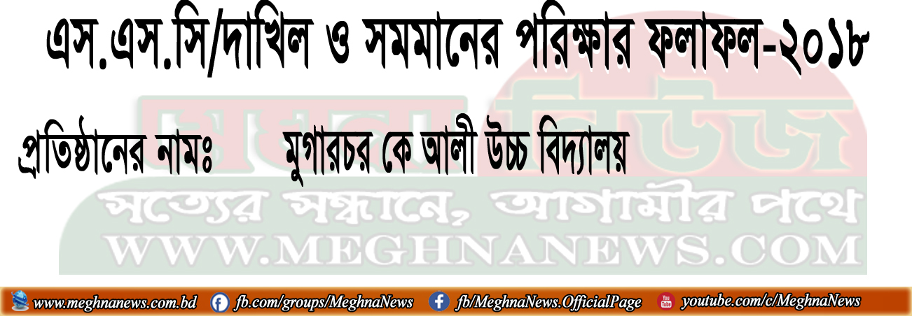 মুগারচর কে. আলী উচ্চ বিদ্যালয় এস.এস.সি পরিক্ষা-২০১৮ এর সম্পূর্ন রেজাল্ট শিট